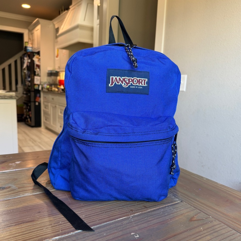 Vintage JanSport Backpack Blue Hiking Camp Walk School Bag Made in USA